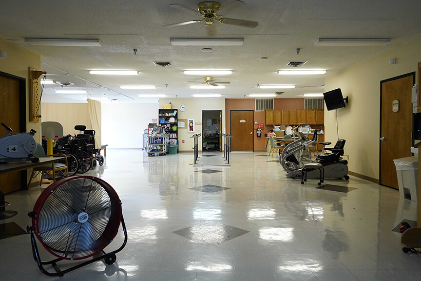 Electric fan and physical therapy equipment in Physical therapy room- Arbors at Pomeroy
